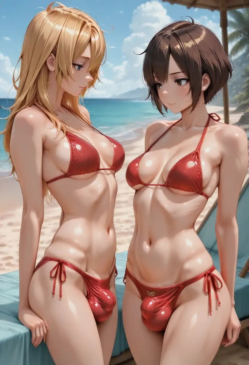 AI art 'Futanari fun on the beach'