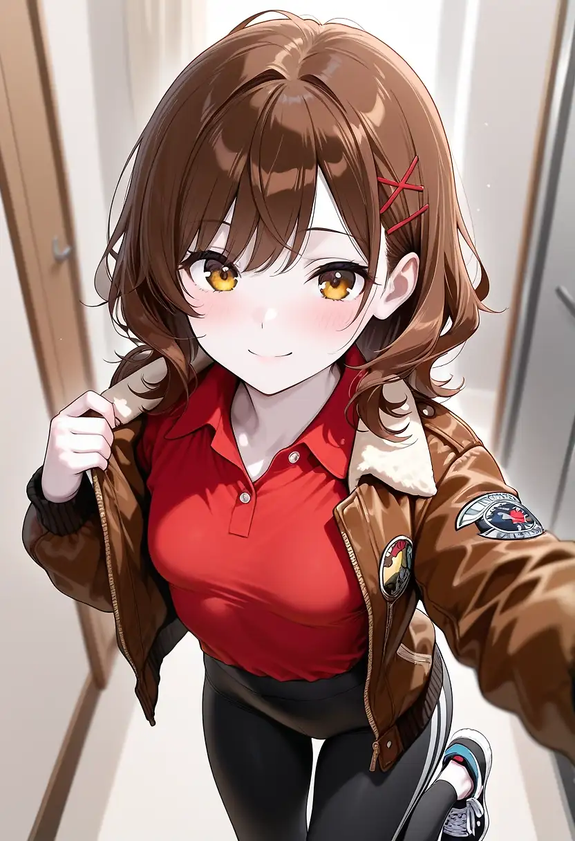 AI art 'Your childhood friend takes you on a "Day out"' with user description 'Mitsue picks you up: "Ya ready for some fun? I brought my bike."
You ride to the center of the city.
"I'll get some bubble tea!"
Comes back, "Oh too bad, last one!"
"C'mon we can share dude."
She switches from the yoga pants into a pair of jeans. "Time to watch me skate huh?"
You watch her skate.
Mitsue... the lady of my dreams.'