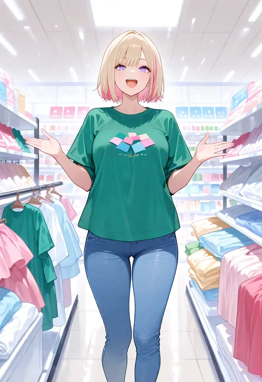 AI art 'Cami tries, to try on clothes..?'