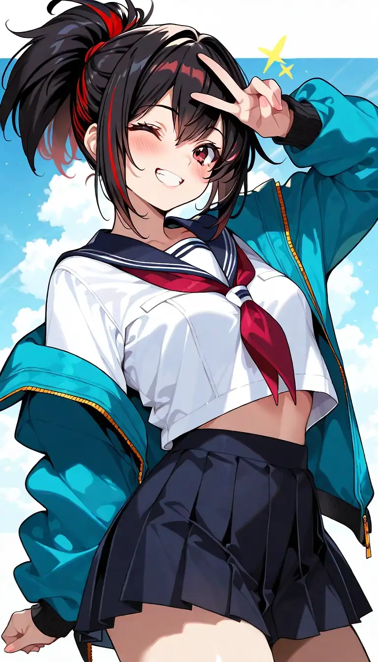 AI art "Peni Parker based on her university uniform skin, because the default Rivals version of her is impossible to make"