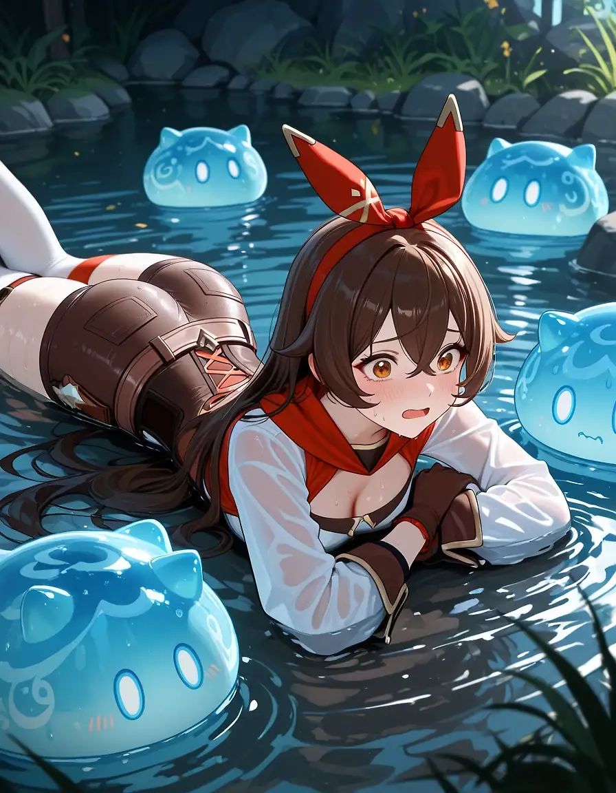 AI art "Amber part 5 The Fight against the Legendary Slime"