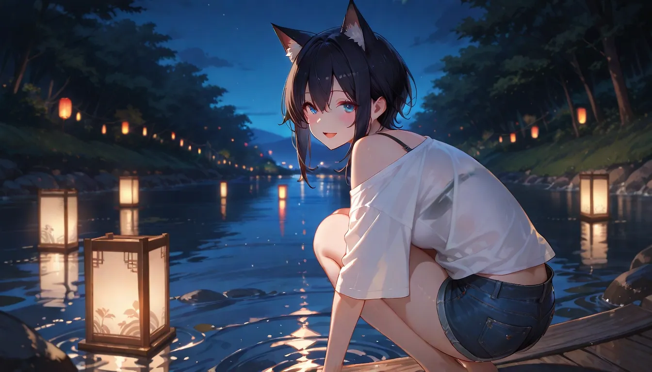 At the river  with a cat-girl