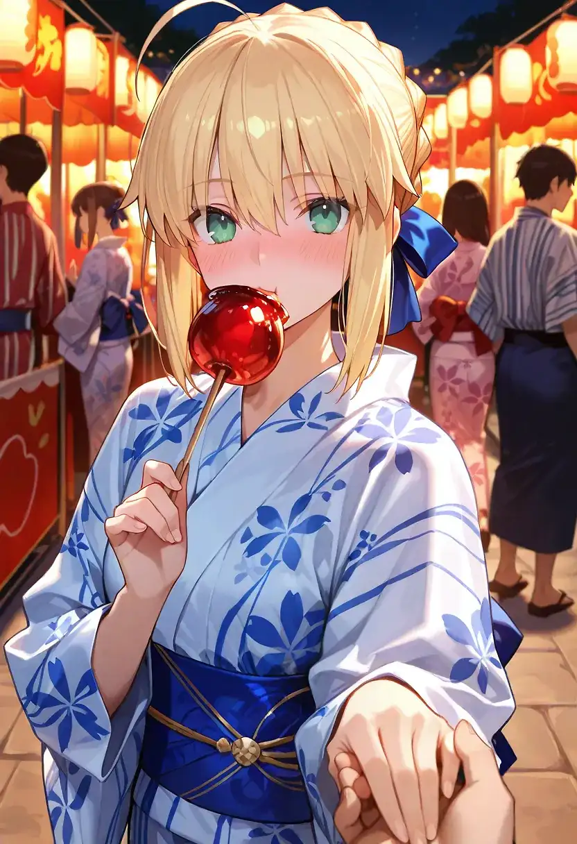 AI art "Summer festival date with artoria"