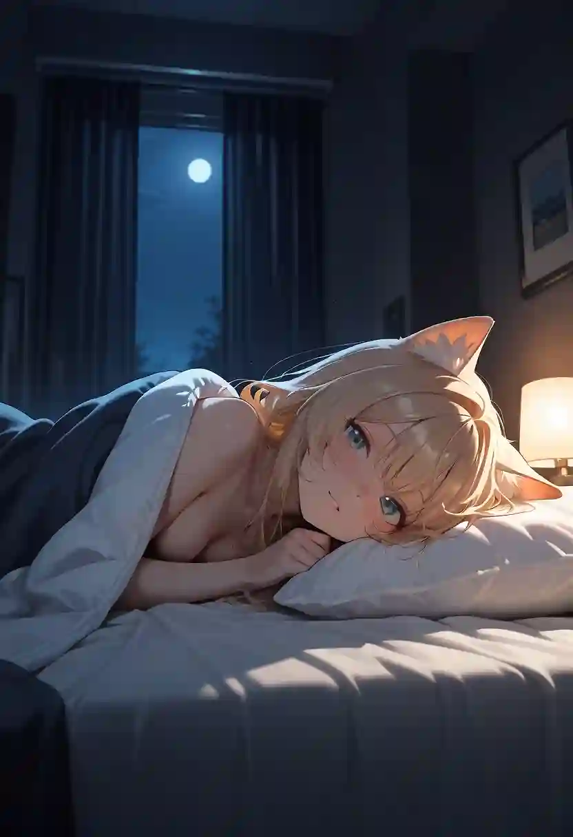 AI art '😻 Kiss Good Night' with user description 'Just sudden inspiration 🌜'