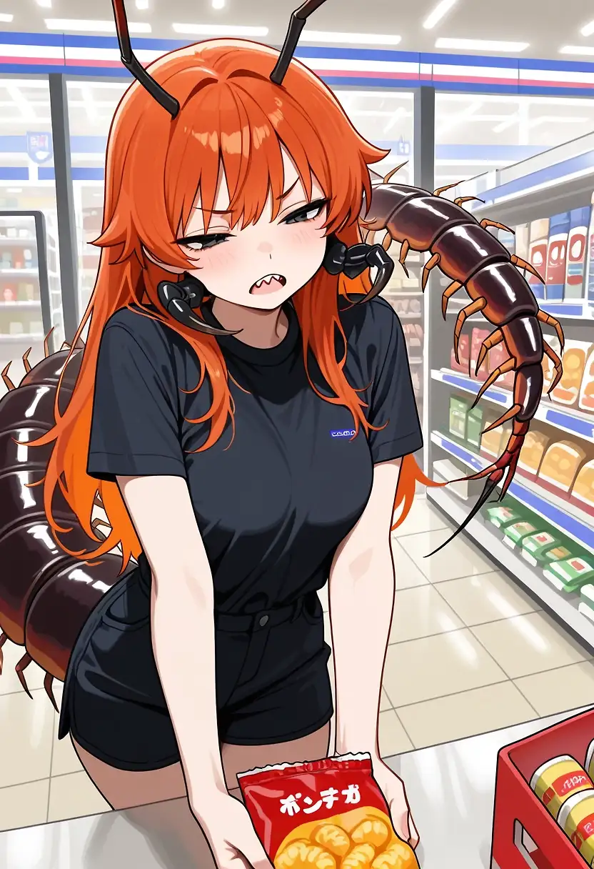AI art 'Casual Monster Girls' with user description 'Imagine everyday life with a little extra... bite.'