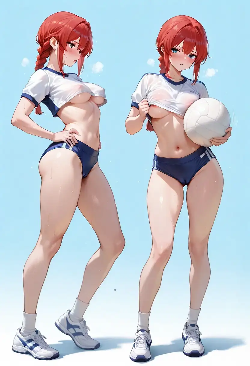 AI art 'Red M playing Ball'