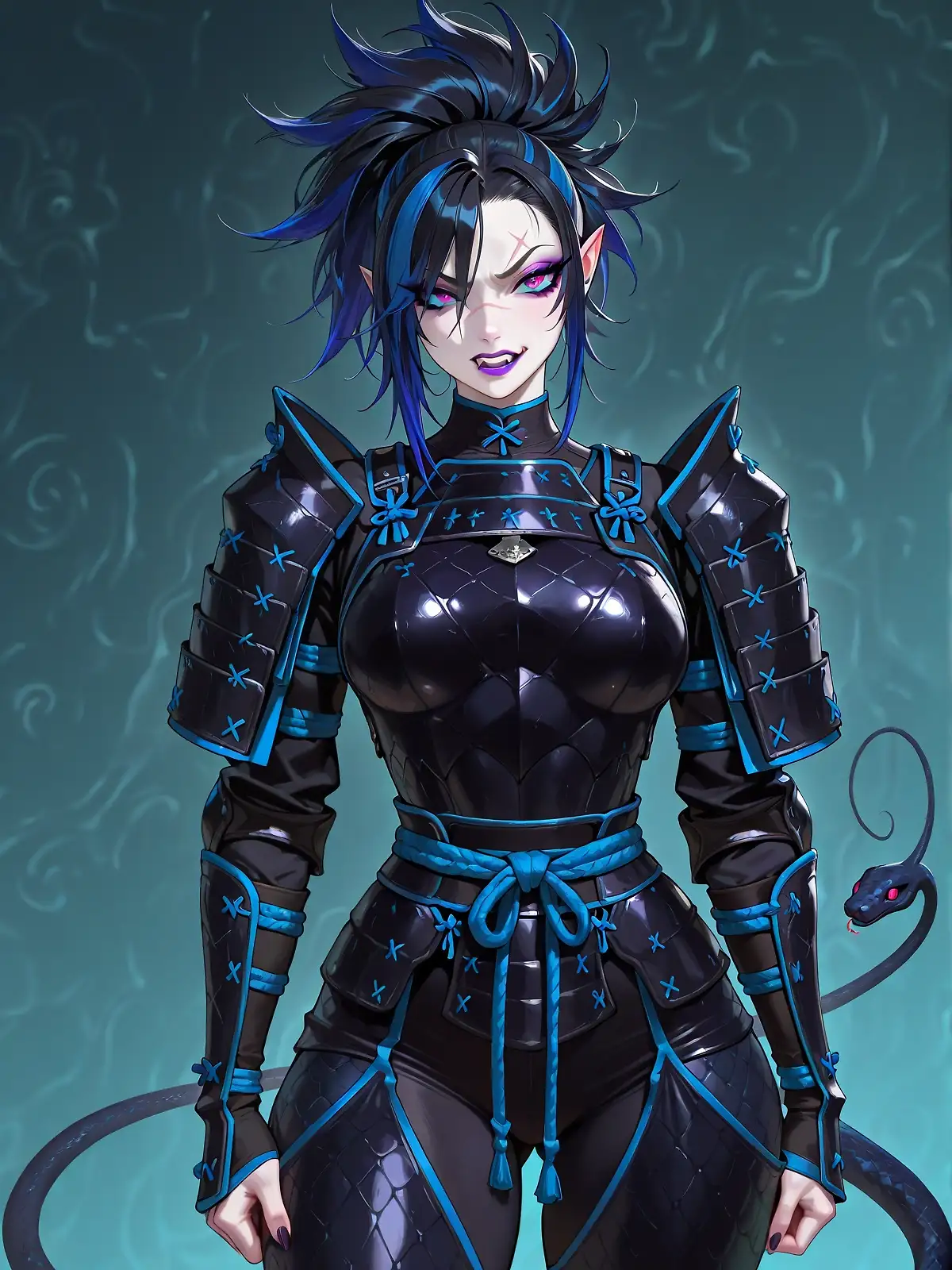 AI art 'The Pale Warrior' with user description 'Here's another SFW post. Just trying some different styles for a hot, cool warrior'