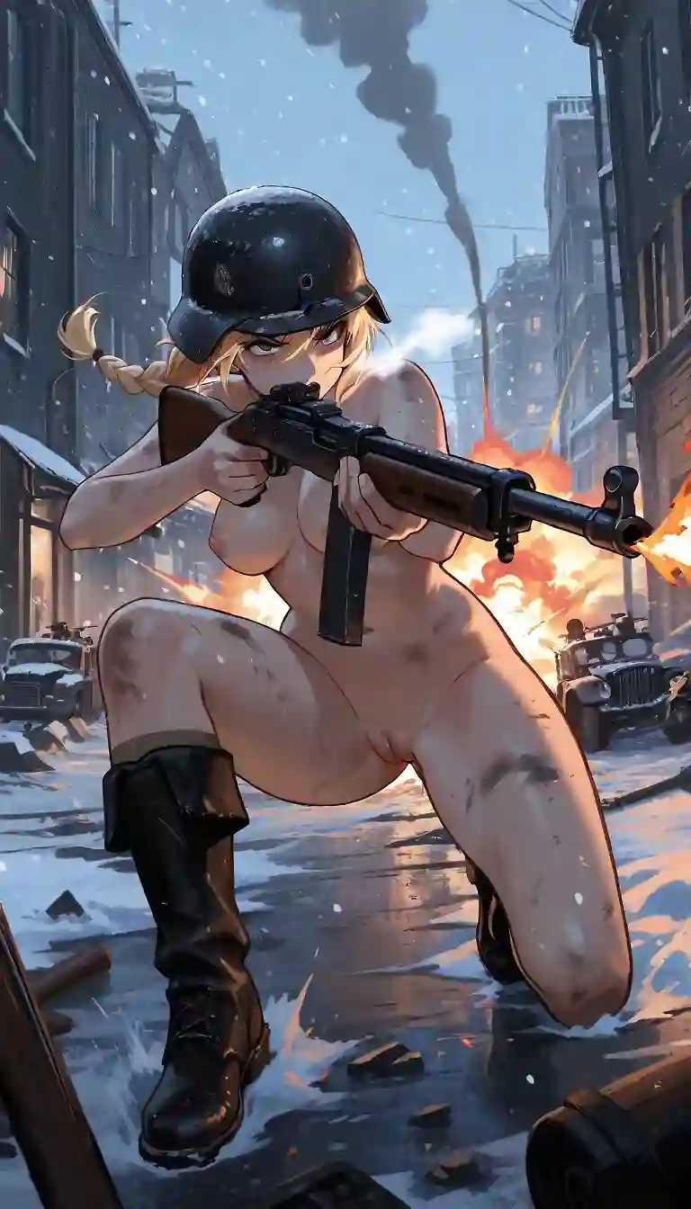 AI art 'WW2 retold' with user description 'Just some more experiments with now-allowed weapons ⚔️🪖

Battle of Stalingrad, December 16, 1942
Battle of the Bulge, December 16, 1944'