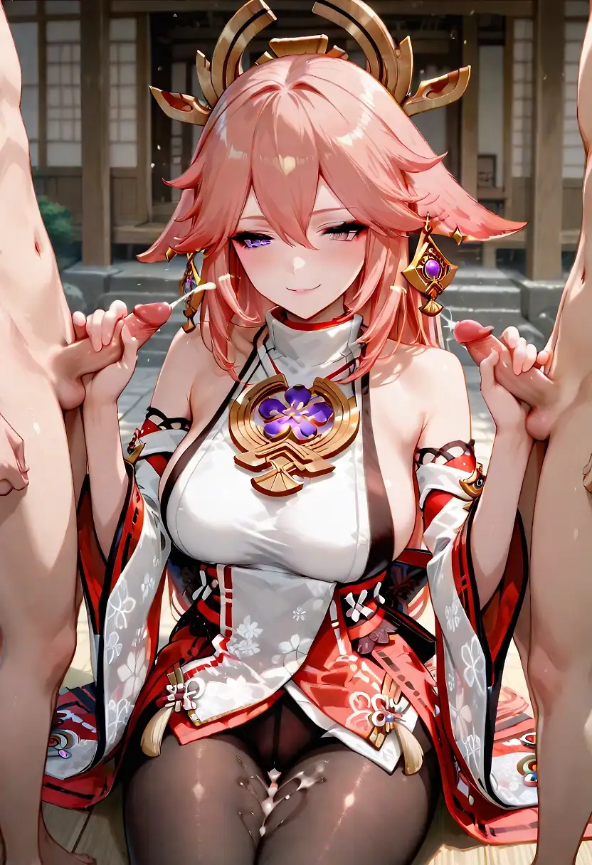 AI art "Yae Miko performs a ritual for the lost travelers"
