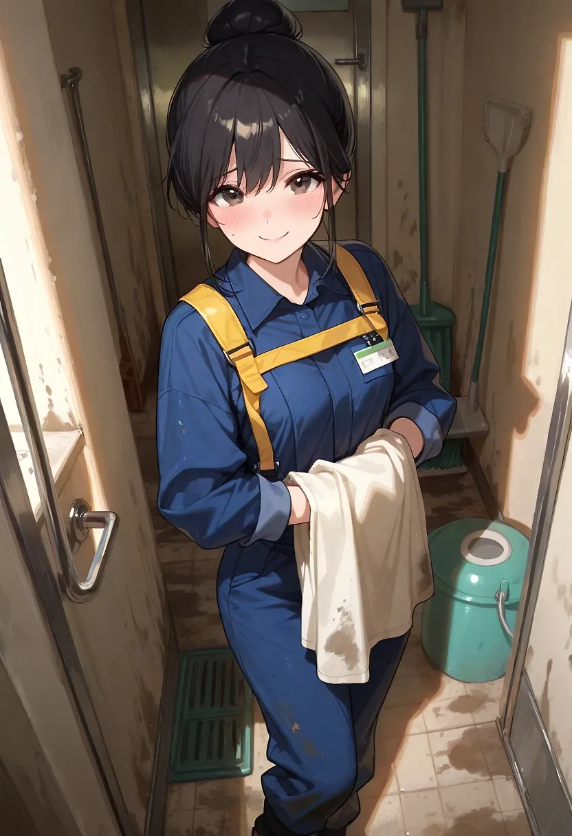 AI art "The new janitor can't help herself...."