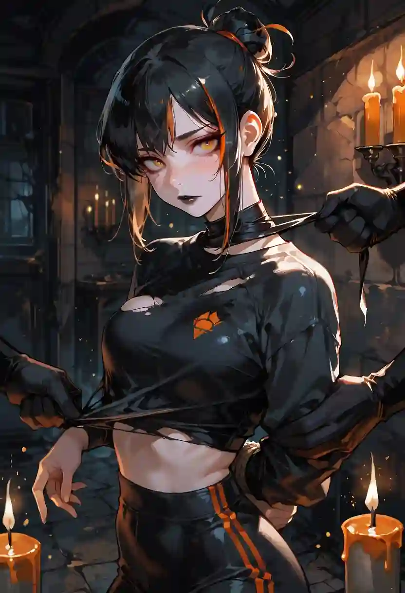 AI art 'Chapter#01 THE ABANDONED HOSPITAL, part: final.' with user description 'After capturing the girls, they were separated.  
Mireya was left as a tribute for the demon, who turned into a human, since his original form was enormous.  
The demon didn't think twice and immediately attacked Mireya,  
but in the middle of the act, Mireya began to trace the summoning ritual, enduring the words amid moans, and managed to complete it. In an instant, the demon exploded in a lightning bolt that pierced the roof of the ruined hospital, causing the hospital to collapse. The girls quickly escaped the place, and once outside, the badly injured girls withdrew from the fight, while observing the rubble of that hospital.  
Sounds of falling objects were heard, and a hand emerged from the debris—the demon remained in this plane.  
Thank you very much for reading, I hope you liked it.'