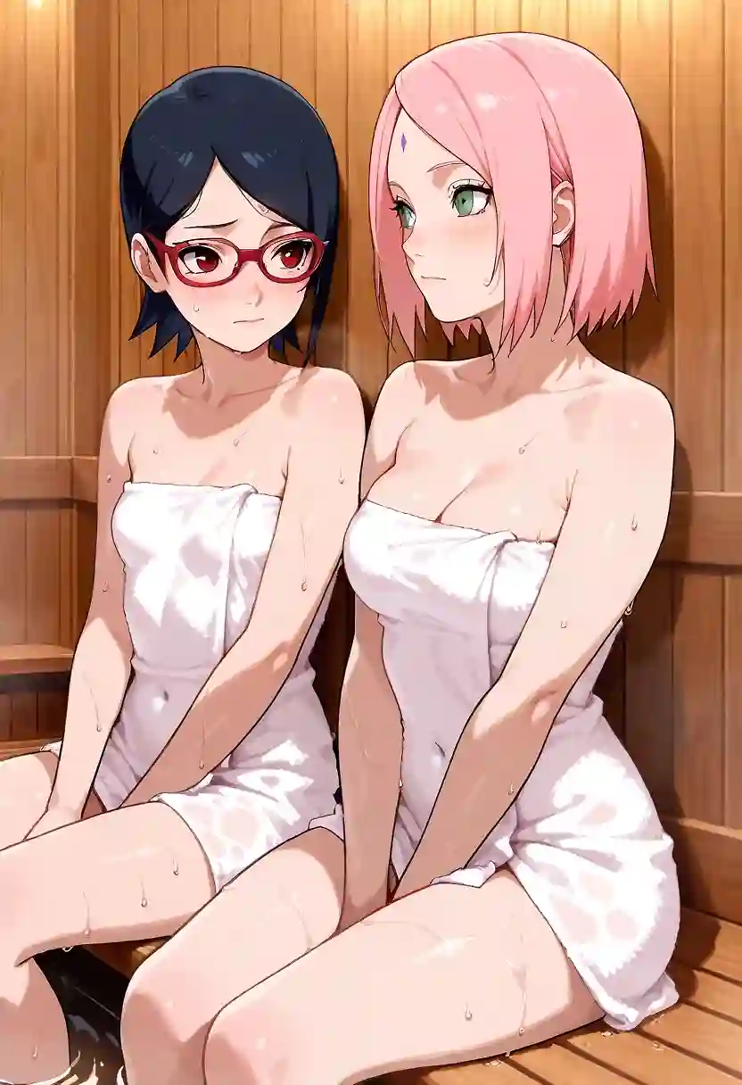 AI art 'Naruto girls at the sauna'