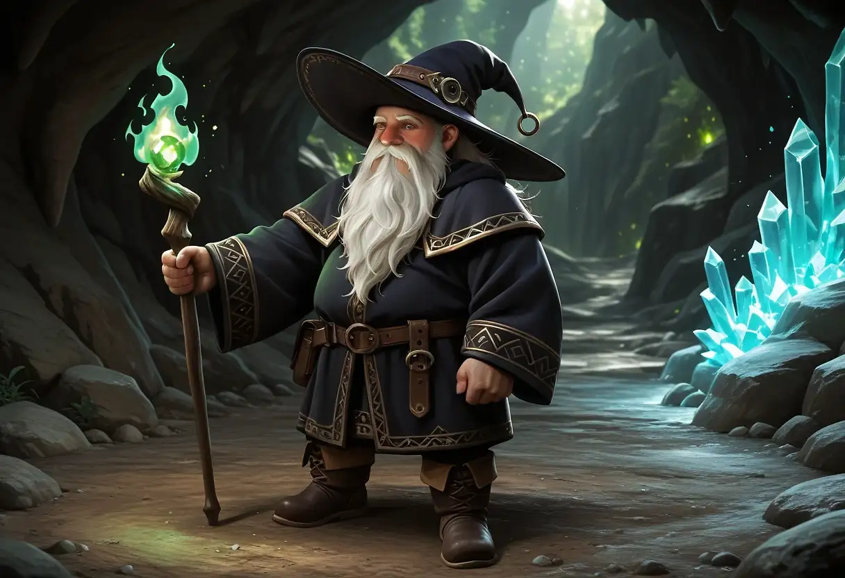 AI art 'The Dwarf Wizard' with user description 'I just loved this world sfw'