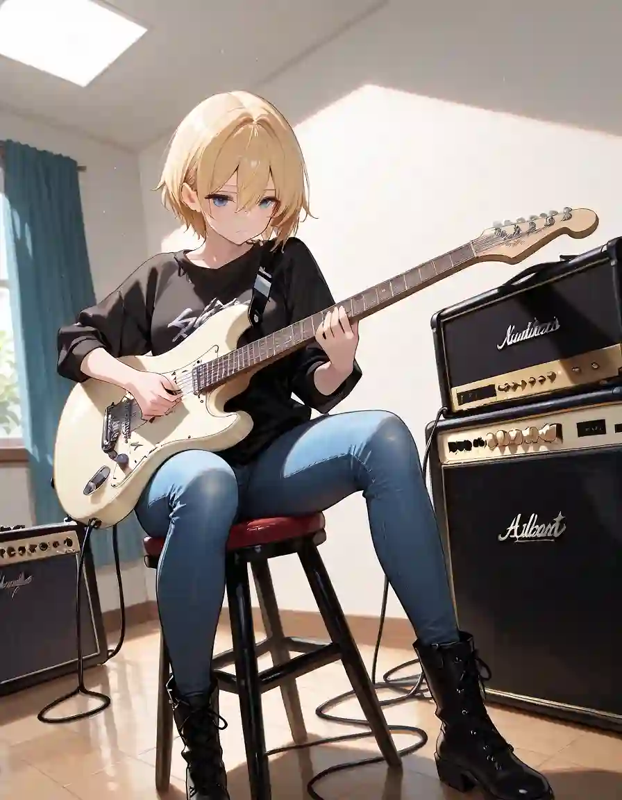 AI art "Akane Hououji solo jamming"