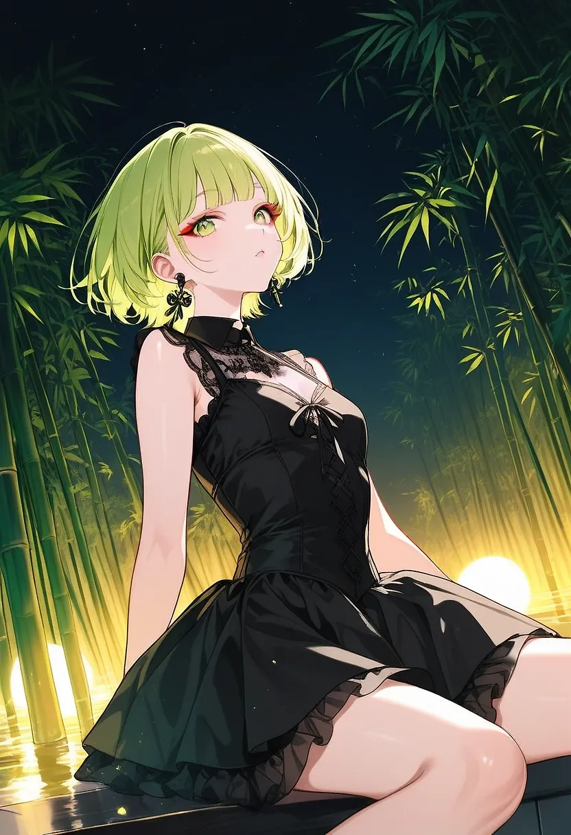 Cute Girl in Bamboo Forest