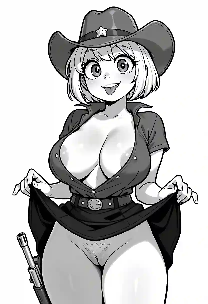 AI art "It's cowboy time (In black and white)"