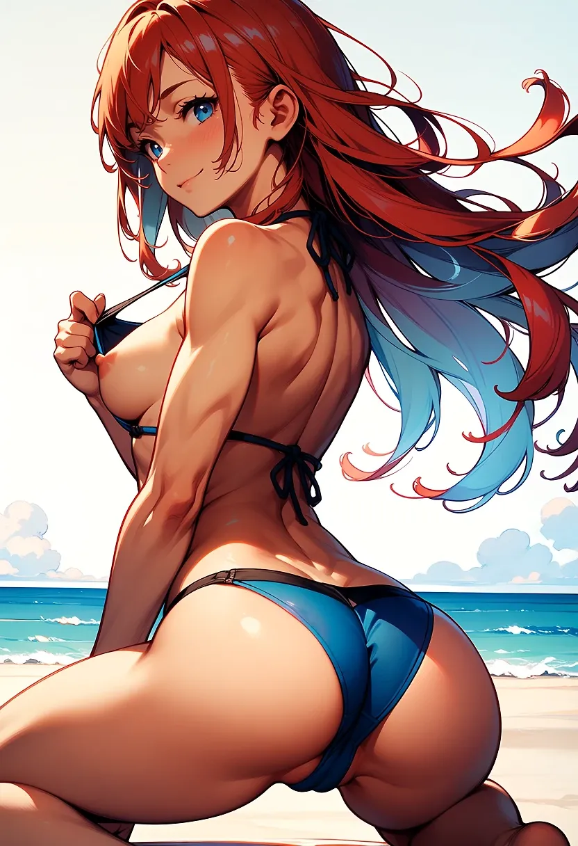 Red M beach babe