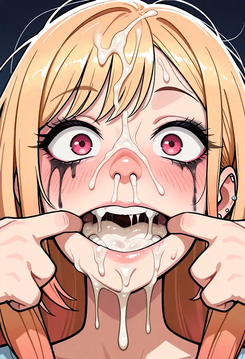 AI art "She shows off her load that she'll greedily swallow"