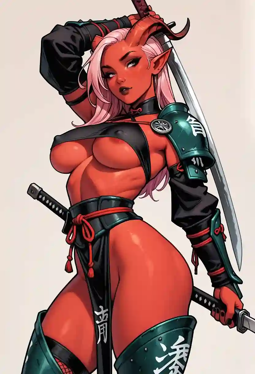 AI art "Red kunoichi"