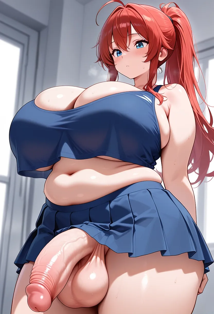 Akane puts on a cheerleader outfit.