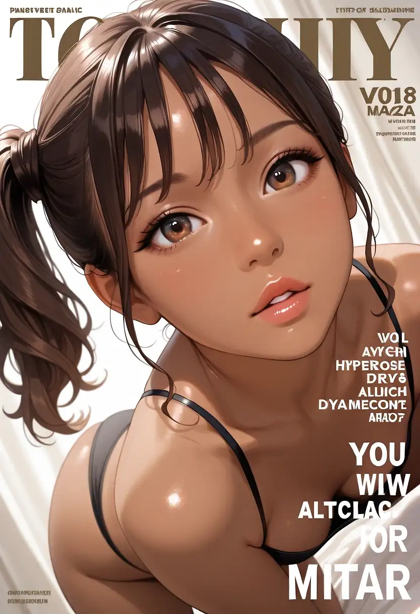 AI art 'Supermodel Cyndel Vale' with user description 'I realized I never gave The Queen of Better Waifu her own magazine cover spread. Shame on me.

"Damn, right shame on you!" Cyndel chimed in. "Look at me, I'm adorable and the fans will love it!"

She's such a diva sometimes.

"I heard that!"'