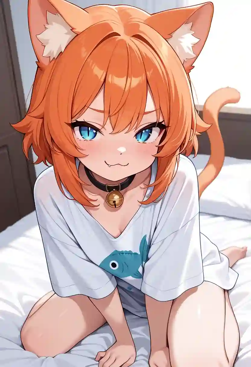 AI art 'Clingy Catgirl Missed You' with user description 'You've been at work too long.  I get lonely here by myself you know...

But now that you're back, we can have some fun~ >:3'