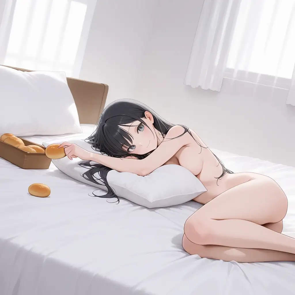 AI art 'She's hungry for more' with user description 'No amount of food can satisfy her "hunger"'