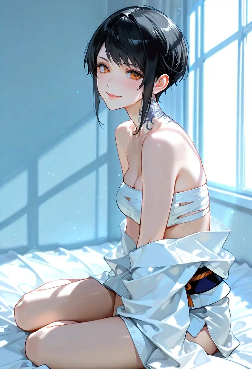 AI art 'Delinquent girl on bed'