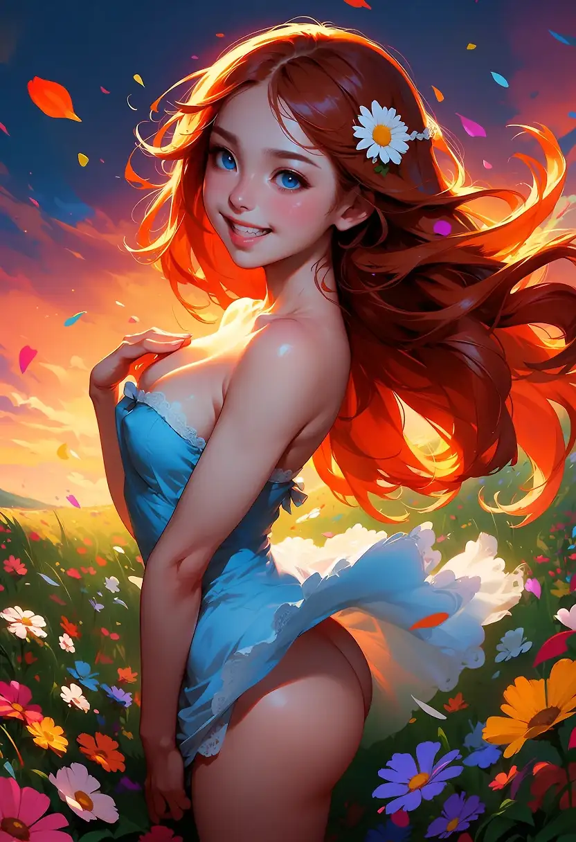 AI art 'Red M back in the flowers'
