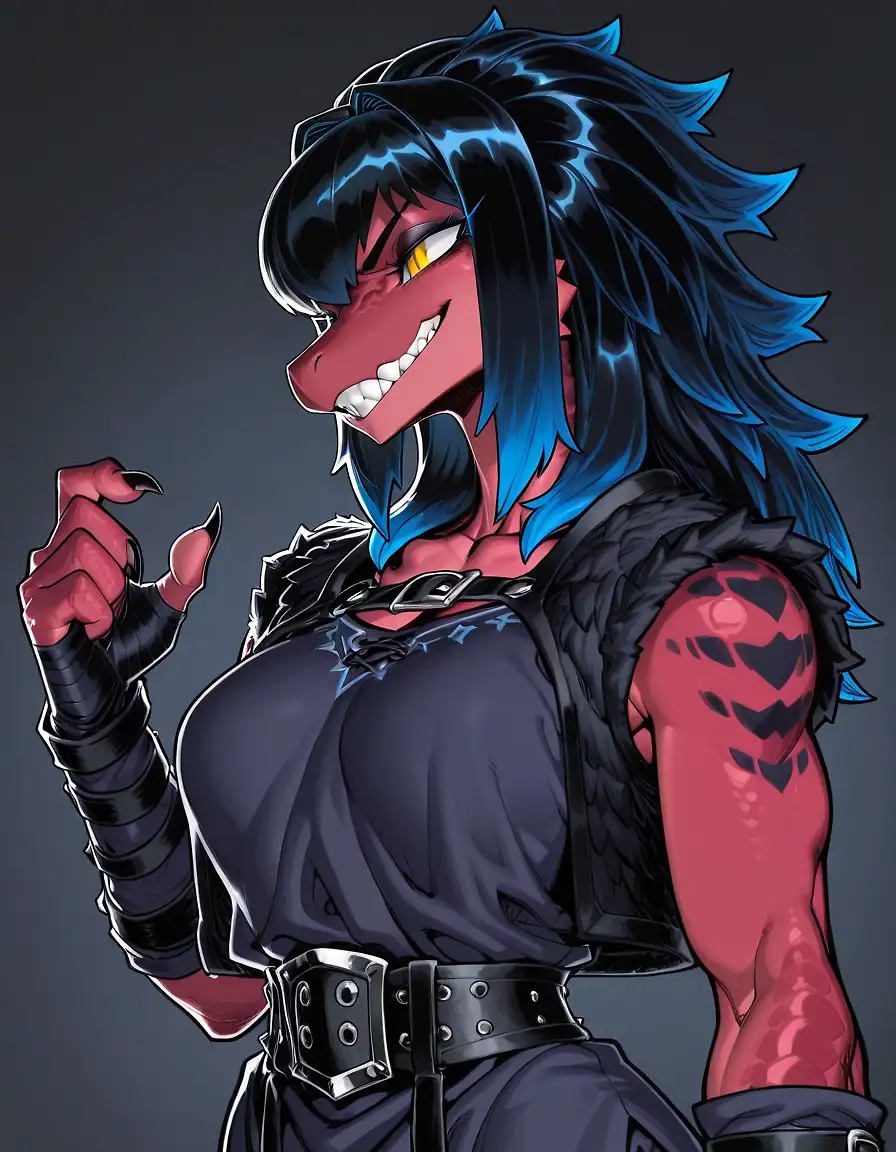 AI art 'Powerful Lizard Women Are Hot' with user description 'Big whoop, wanna fight about it? XD For real though, I love me some lizard mommies'