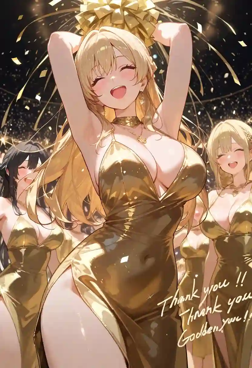 AI art '1000 followers! Thank you again!' with user description 'Thank you once again everyone who has liked, viewed, and followed my posts. I appreciate every one of you <3
As per the tradition, here are the girls in golden dresses to commemorate the occasion.
Thank you to everyone for all the support <3
Please look forward to my upcoming posts :)'