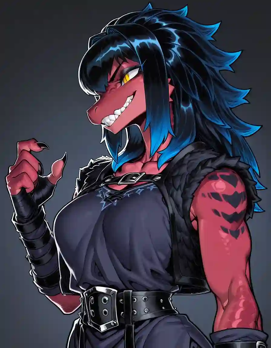 AI art 'Powerful Lizard Women Are Hot' with user description 'Big whoop, wanna fight about it? XD For real though, I love me some lizard mommies'