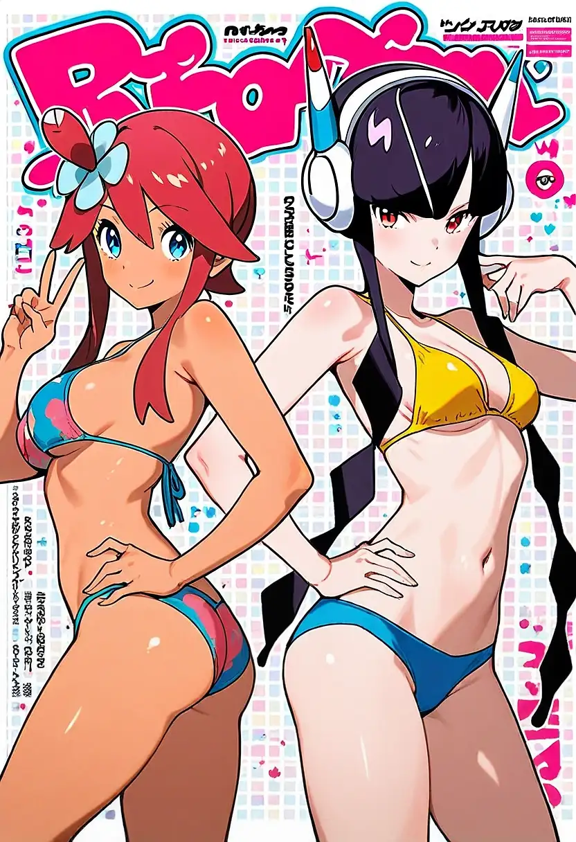 AI art "PokéPop Magazine Cover - Skyla and Elesa"