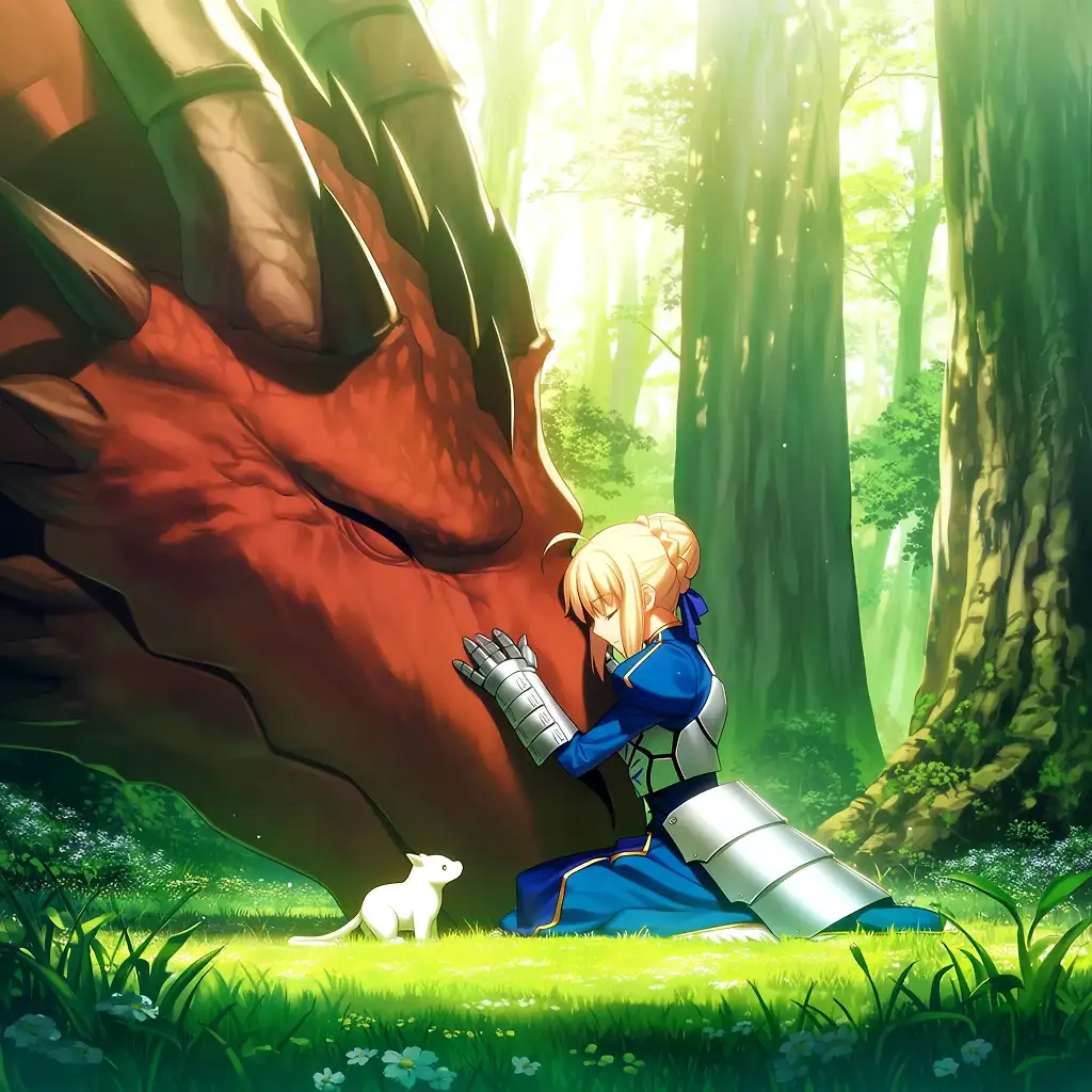 AI art 'King of Knights x Dragon of Albion' with user description 'To my true Fate fans out there.'