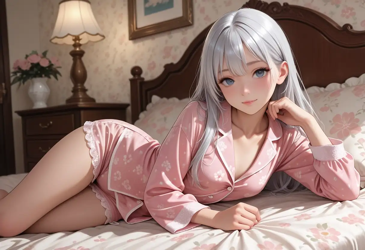 AI art "Her in her pajamas"