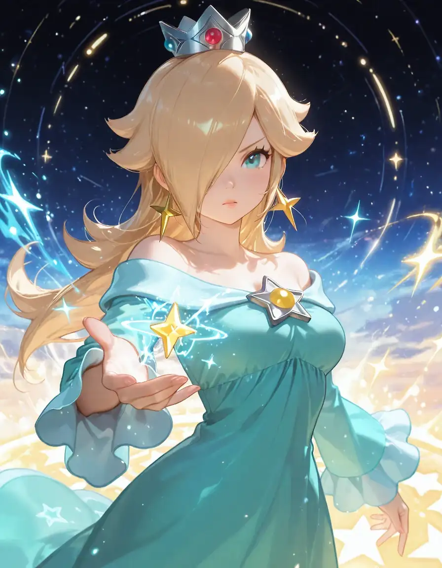 AI art 'Rosalina vs Bowser' with user description '"You really think this is enough to defeat m-- ooOOOooOOOHHH!!~~"'