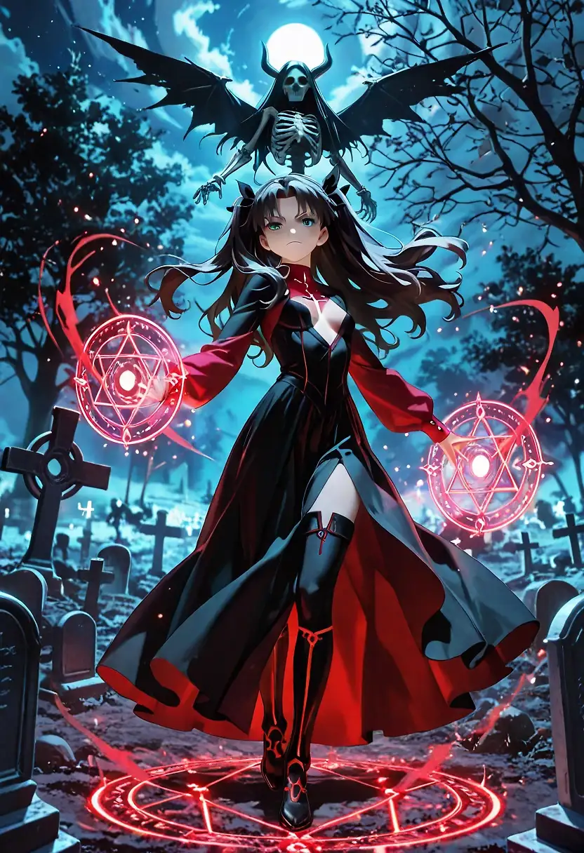 AI art "Tohsaka Rin cool (?) stuff"
