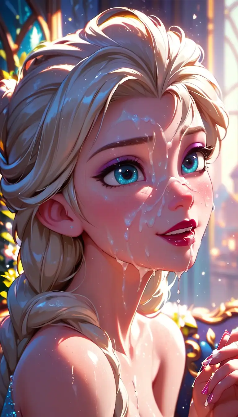 AI art "Elsa cum on face"