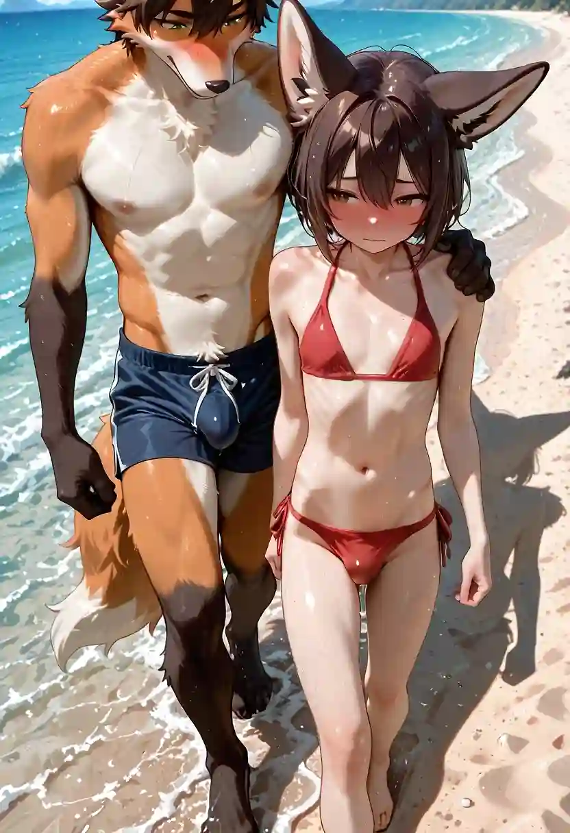 AI art "Femboy beach day"