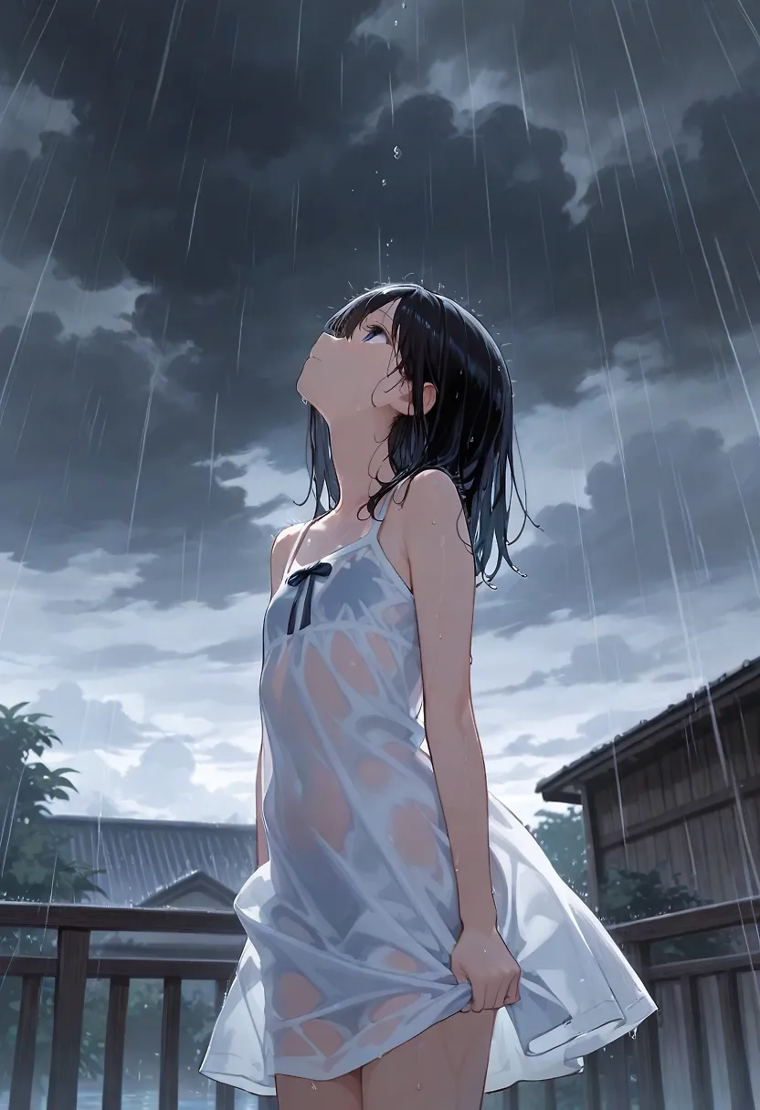 Looking up at the rain