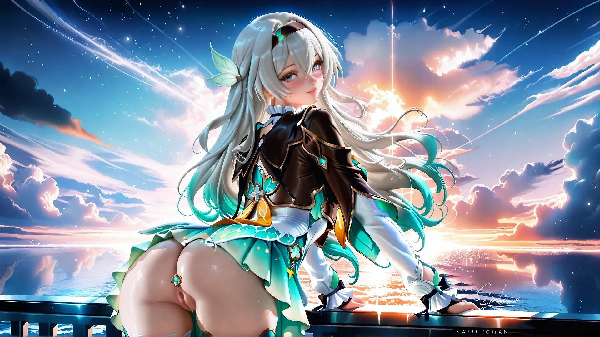 AI art "Firefly HSR" with user description "First post of a newbie here 
I tried to play with the differents modeles and expansion, every feedback is welcomed!
If someone has time to kill to help me figure this out (especially with the different extensions) to improve it, please reach me :)"