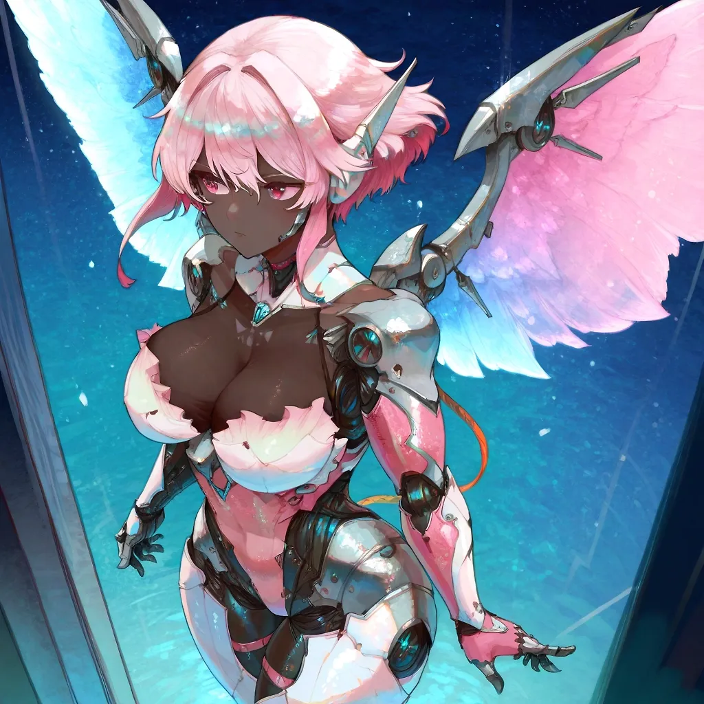 AI art "Cyborg Angel" with user description "I tried a few styles before settling on the final 8—let me know what you think!"