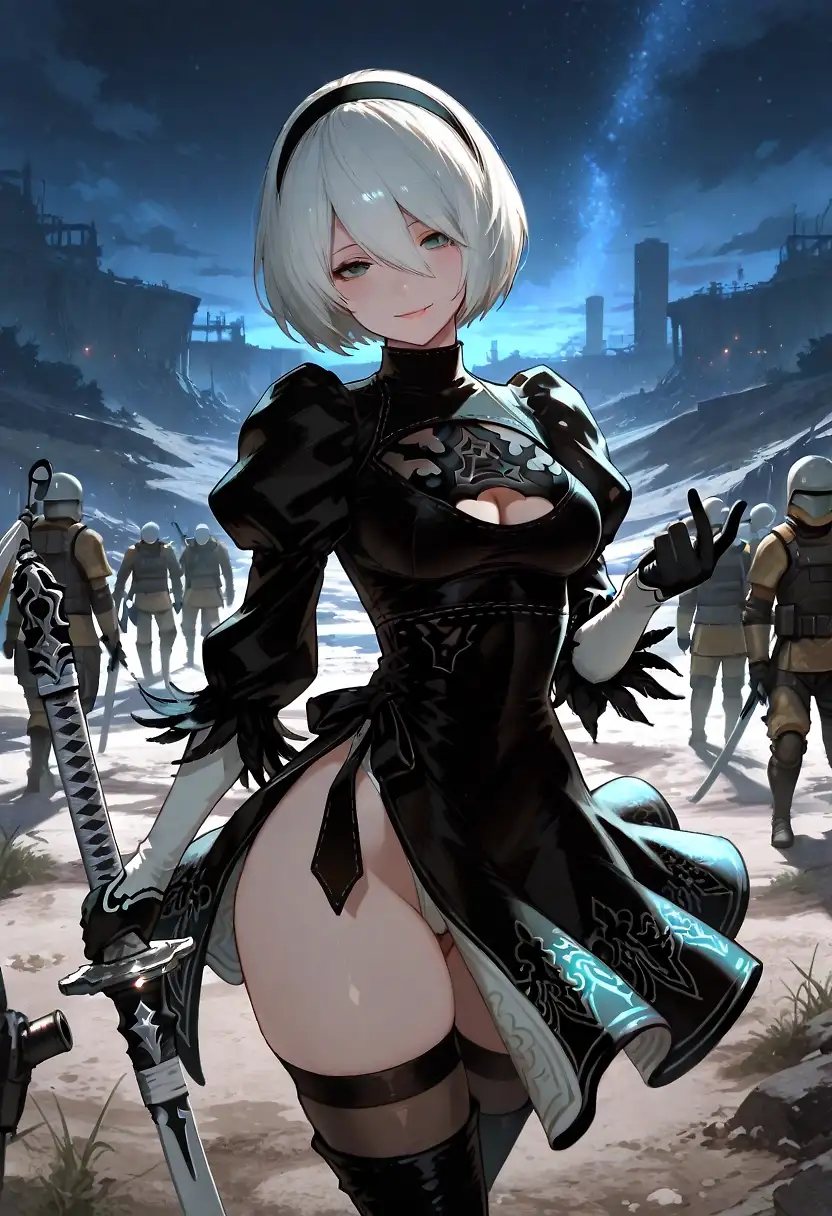 AI art "2B and the Glory of Mankind"