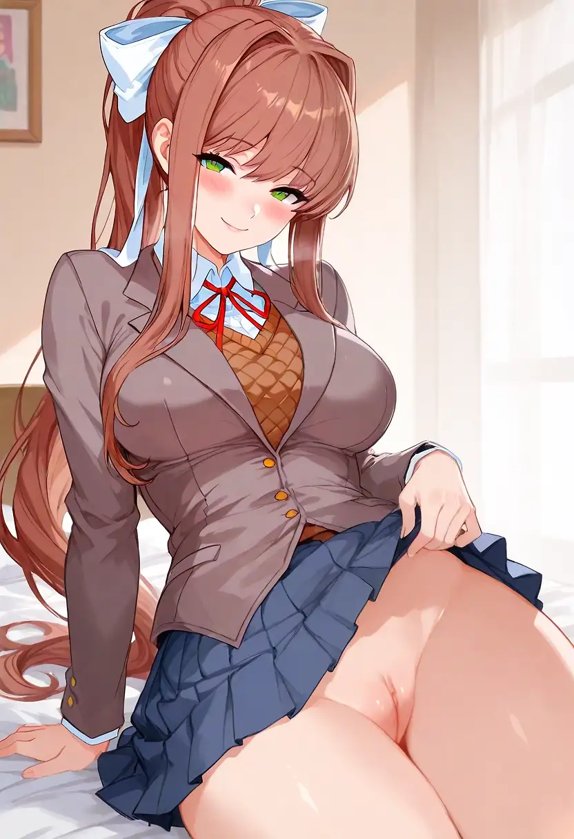 AI art "Monika Giving You a Peek"