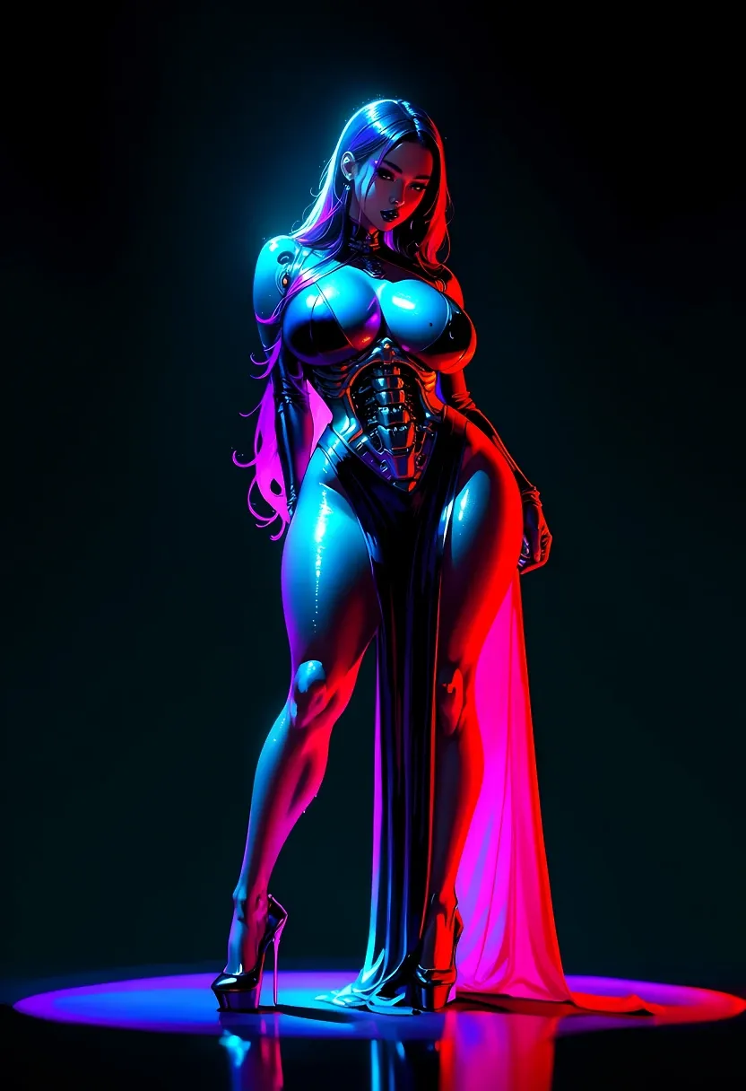 Cinematic Asian Cyborg woman