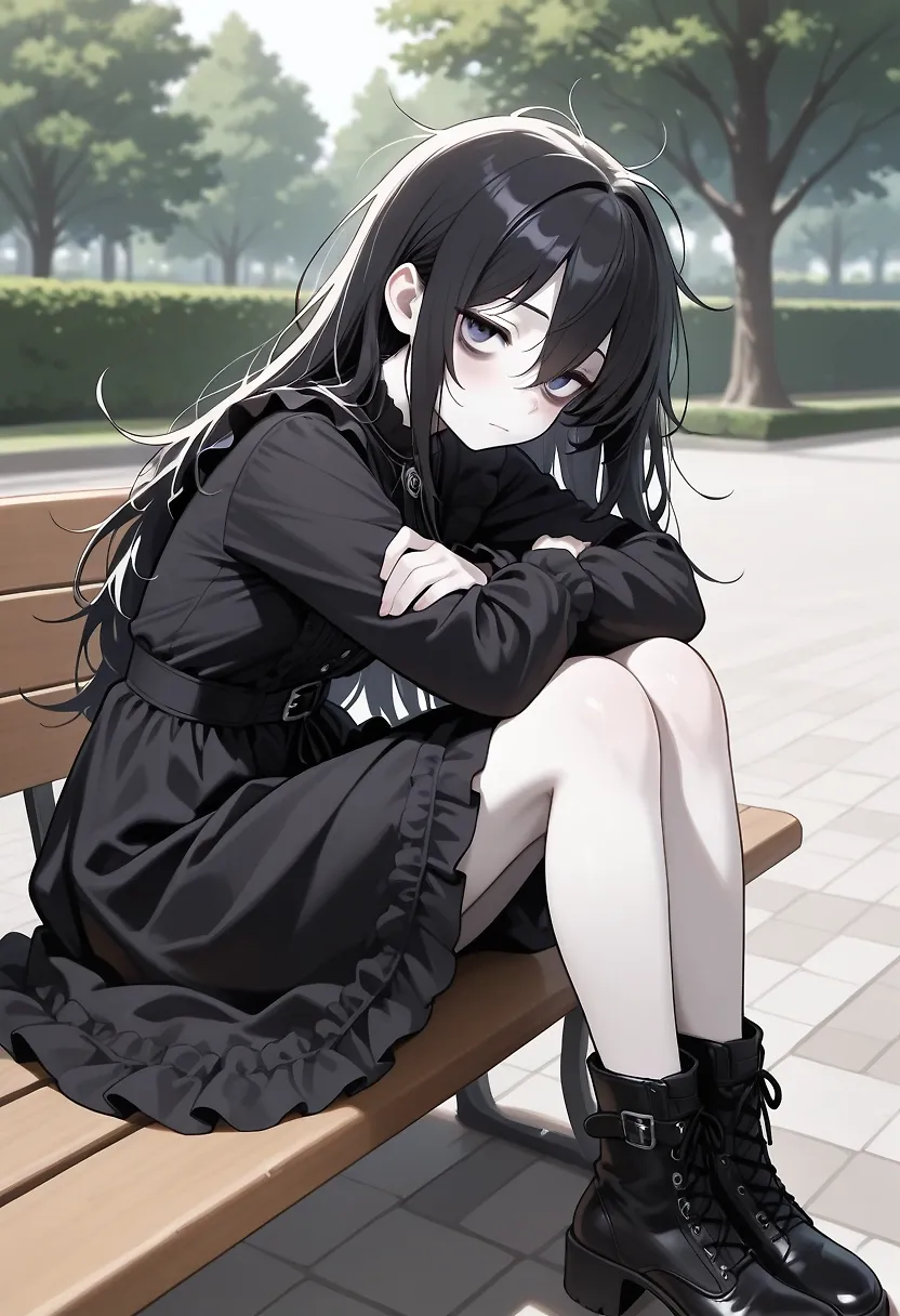 Gothic girl in the park