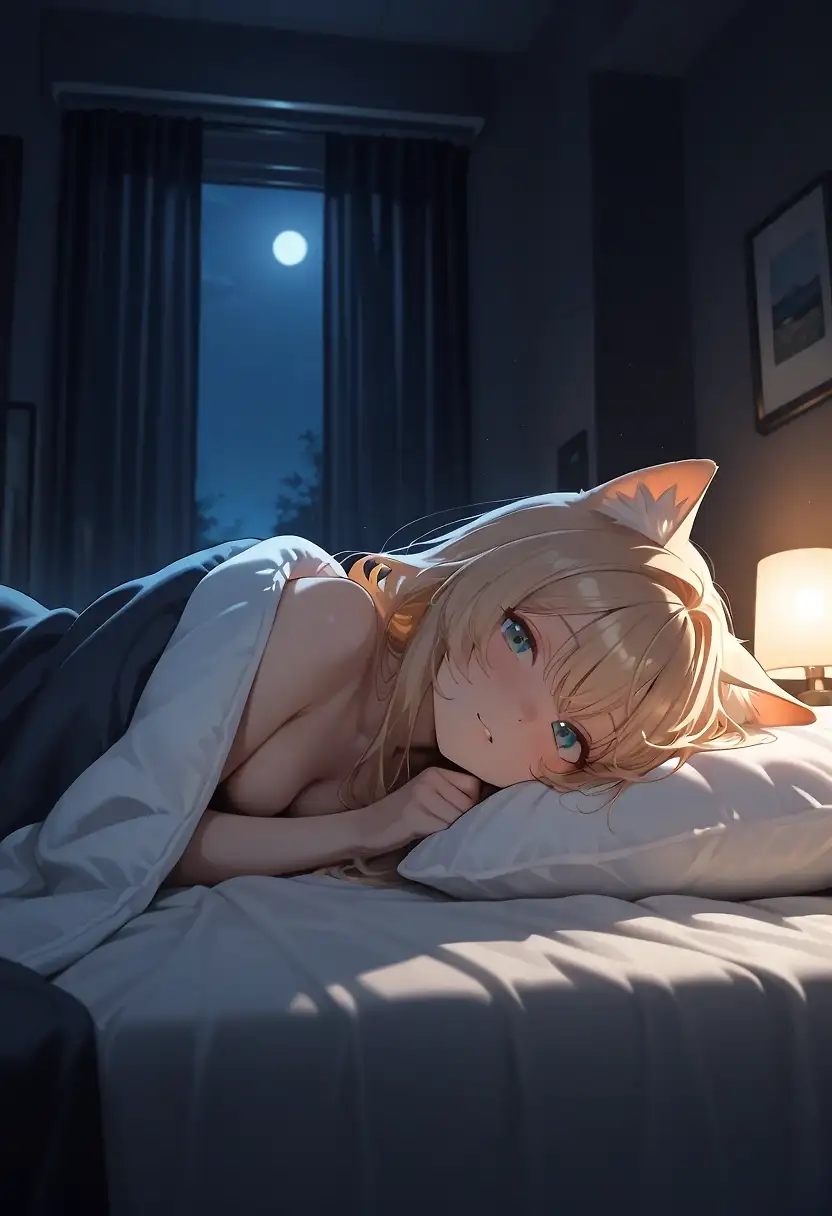 AI art '😻 Kiss Good Night' with user description 'Just sudden inspiration 🌜'