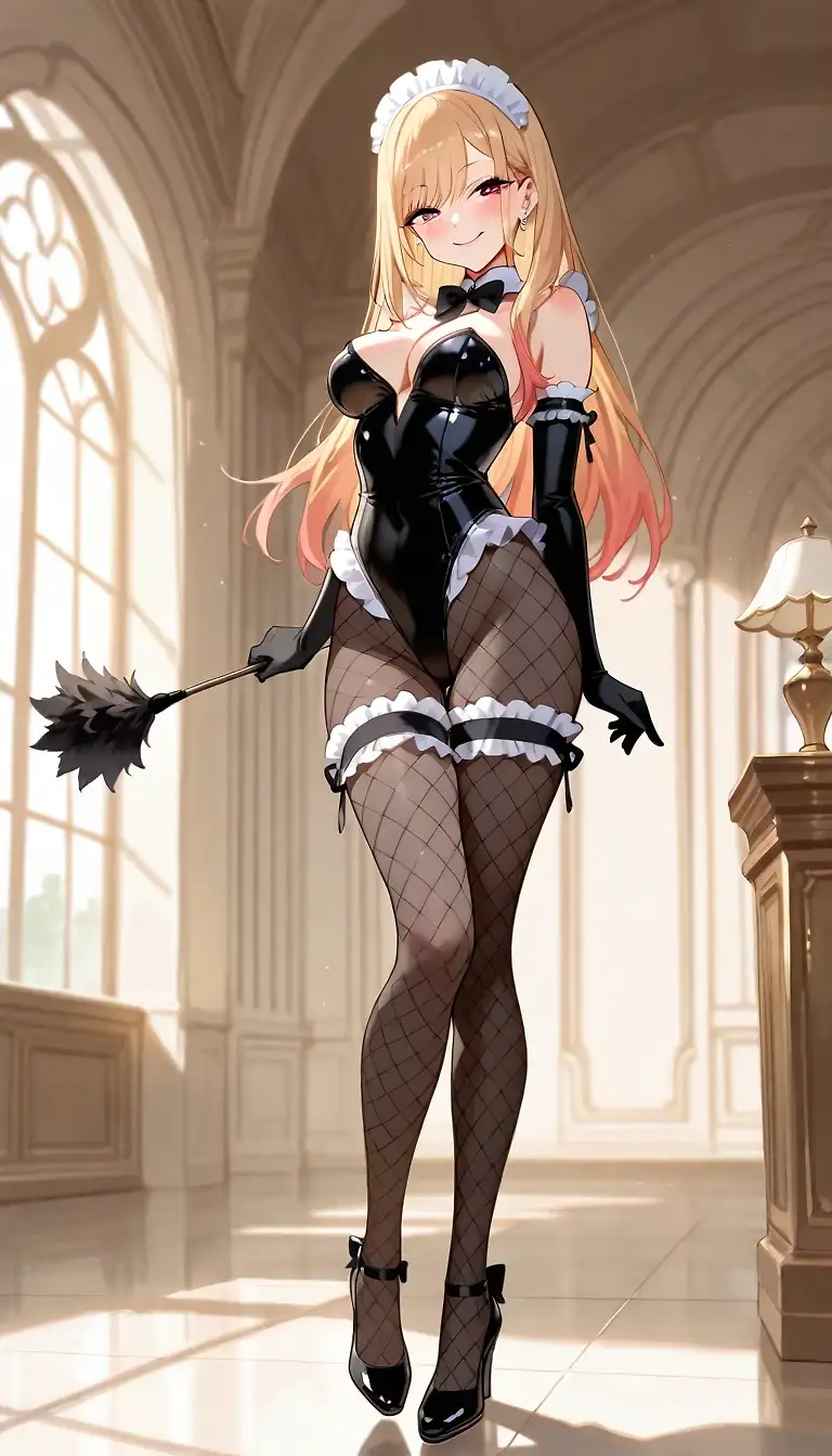 AI art 'leotard maid marin part2' with user description 'sono bisque doll wa leotard maid ni naru'