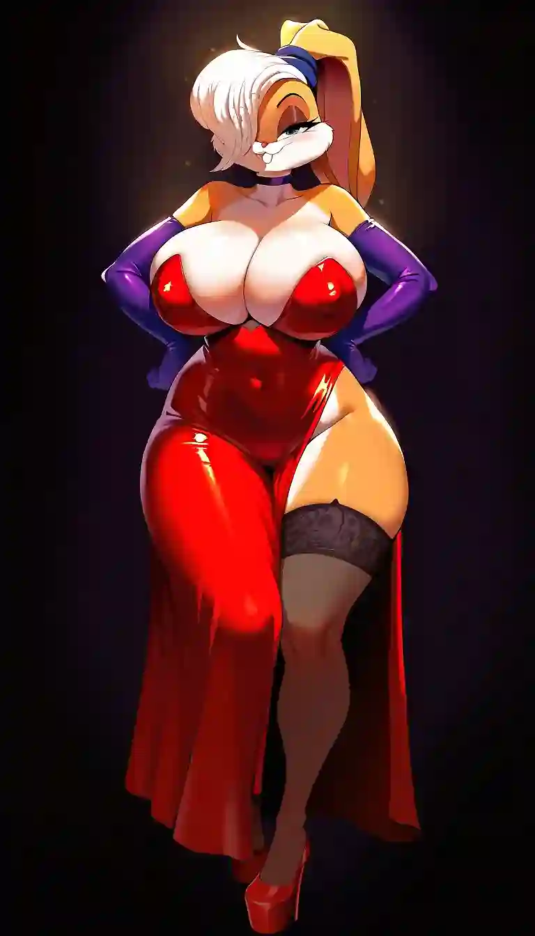 AI art 'Lola Bunny (Jessica Rabbit cosplay)'