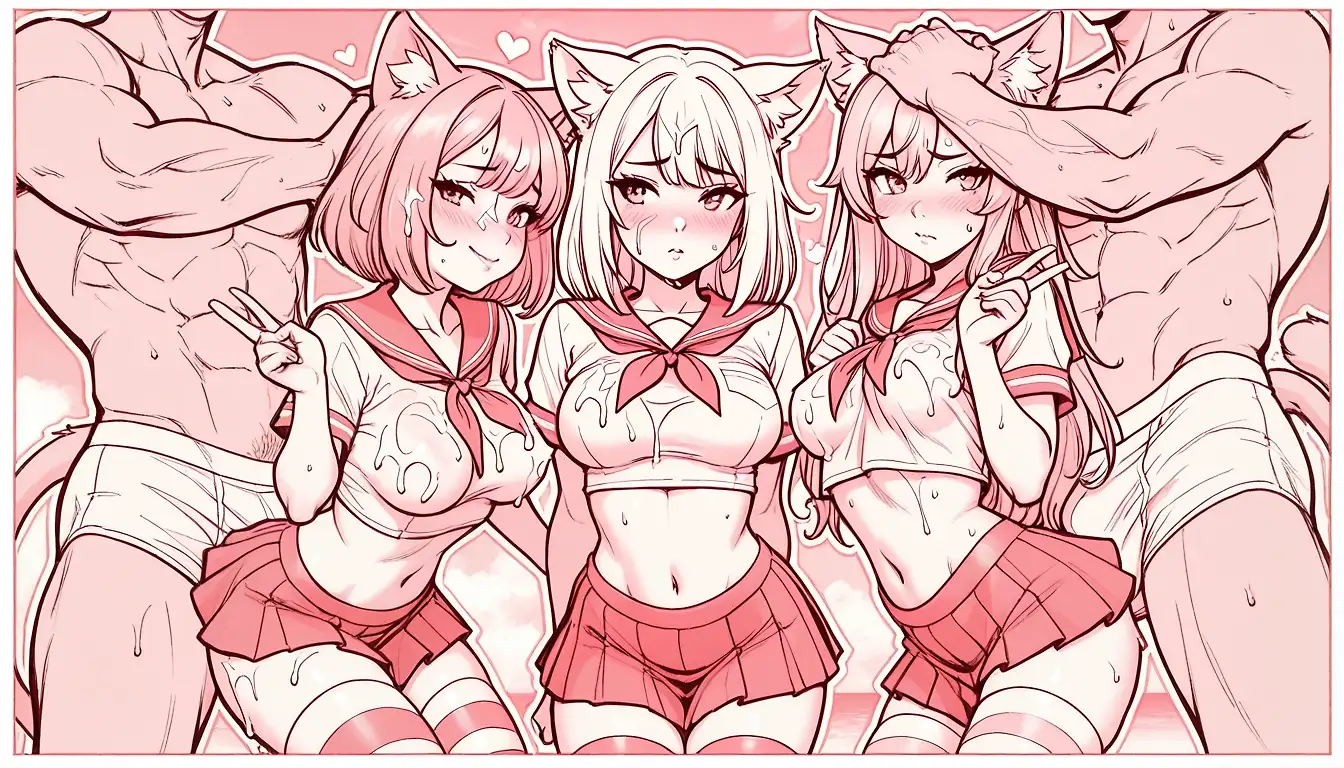 AI art "Monochrome Cat Girl Fantasy"